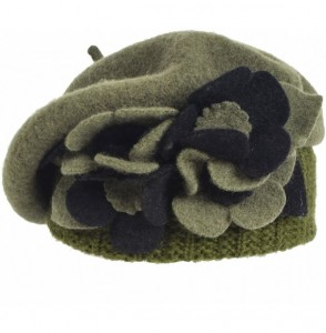 Berets Womens Beret 100% Wool French Beret Beanie Winter Hats Hy022 - Hy023-green - CK18HO4ZID7