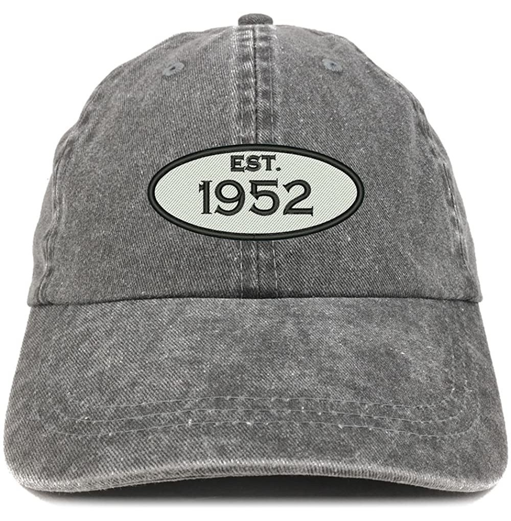 Baseball Caps Established 1952 Embroidered 68th Birthday Gift Pigment Dyed Washed Cotton Cap - Black - CB180N43HY3