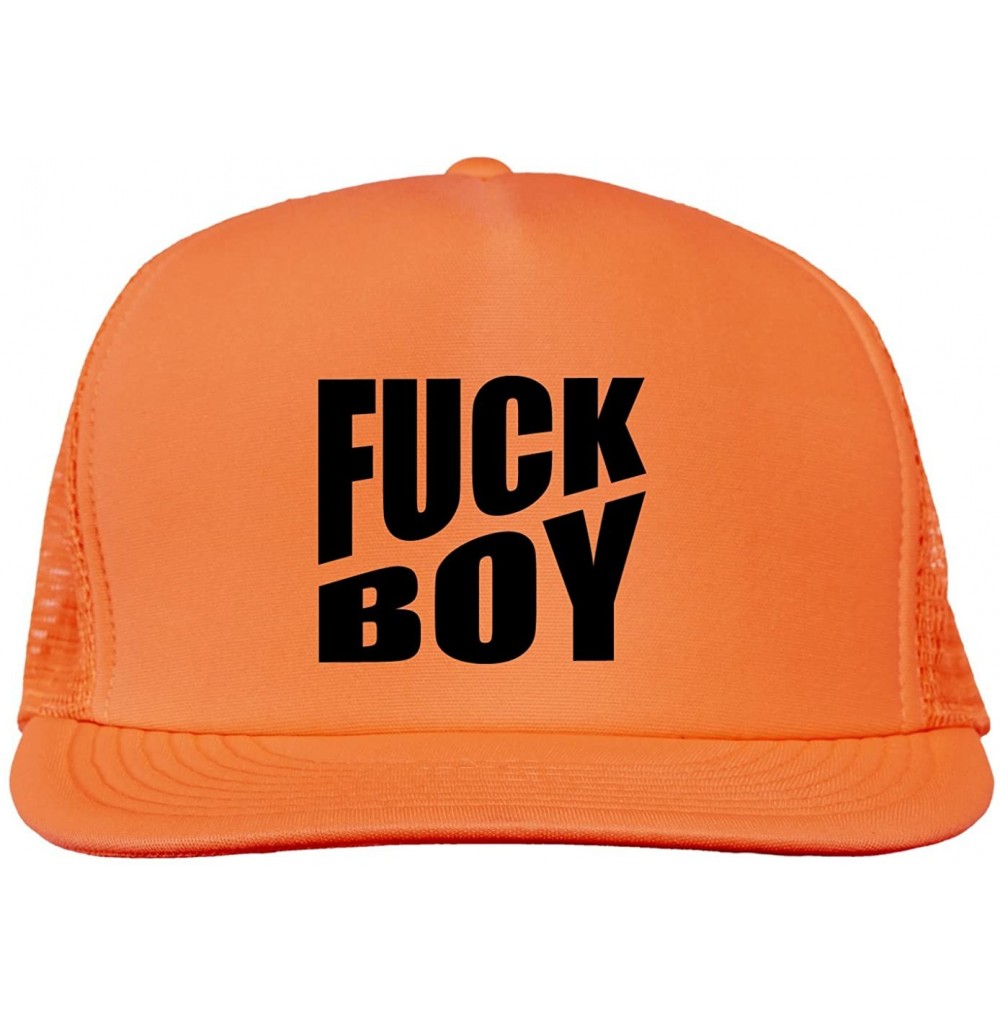 Baseball Caps Fuck Boy Bright neon Truckers mesh snap Back hat - Neon Orange - CV11Y4VOBZN