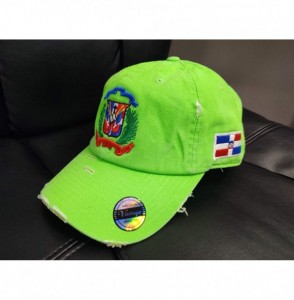 Baseball Caps Adjustable Vintage Cap Dominican Republic RD and Shield - Vintage Neon Green/Full Color - C118WAOLT6N