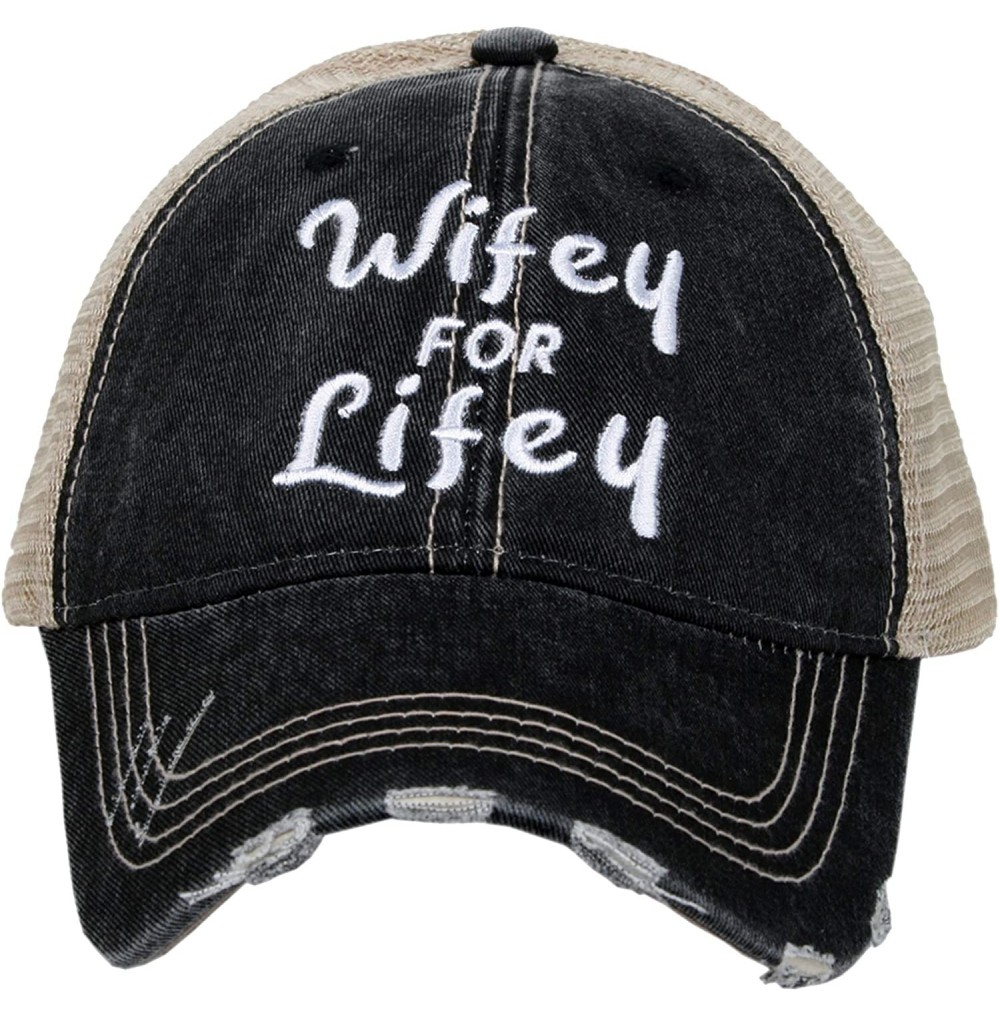 Baseball Caps Womens Wifey for Lifey Trucker Hat - Black - CI18S73Z903