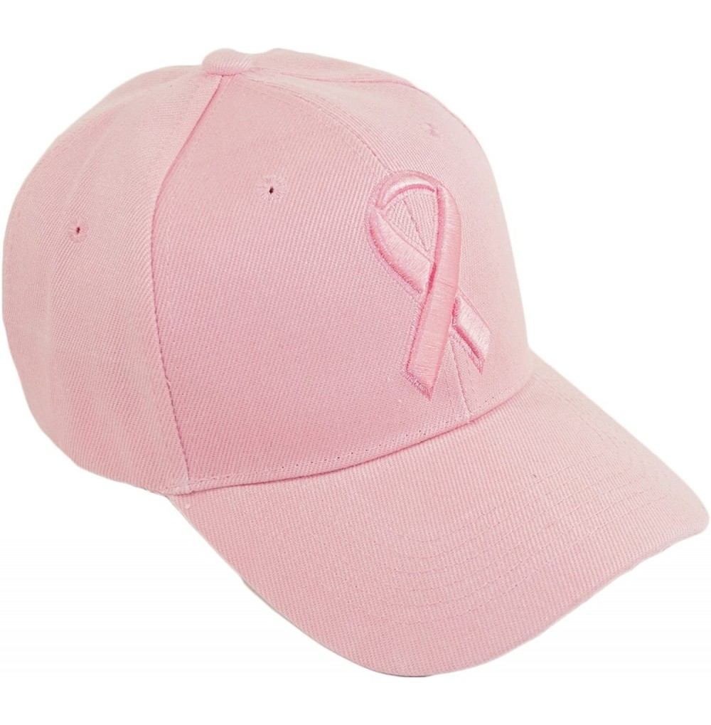 Baseball Caps Pink Ribbon Embroidery Hat Adjustable Breast Cancer Awareness Baseball Cap - Pink - C518EC4ZE9A