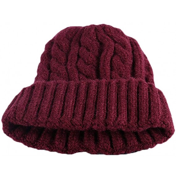 Skullies & Beanies Womens Winter Knitted Hat - Red - CA18LZUIL0Y