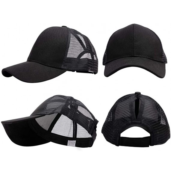 Baseball Caps Ponytail Baseball Glitter Ponycaps Adjustable - Classic(mesh)-black/Red - C818NW2NHMZ