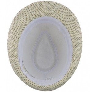 Fedoras Fedora Straw Hat for Mens Women Sun Beach Derby Panama Summer Hats w Brim Black to White - White Black Belt - CZ184XL...