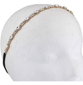 Headbands Goldtone Floral Crystal Pave Queen Bridal Bridesmaid Flower Girl Stretch Headband - GOLD - CT1839CUTTN