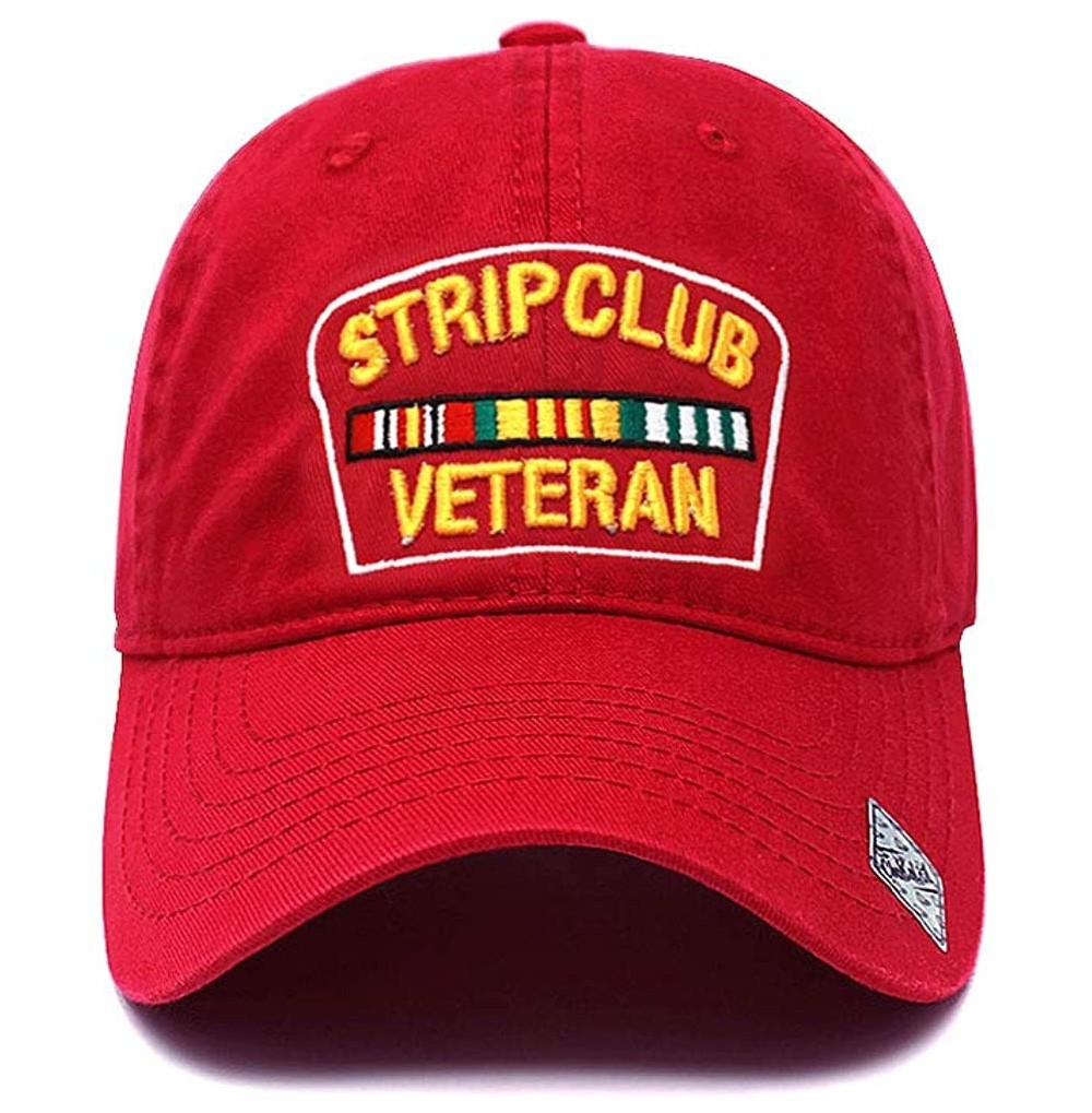Baseball Caps Strip Club Veteran Dad hat Pre Curved Visor Cotton Ball Cap Baseball Cap PC101 - Red - CL1897SQ25U