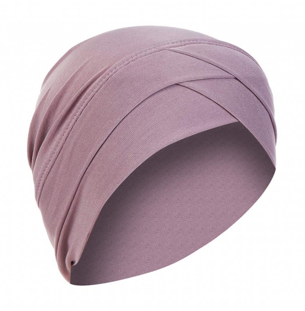 Skullies & Beanies Muslim Ruffle Fashion Headbands - Purple - CQ18TKS7IYG
