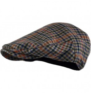 Newsboy Caps Men's Classic Herringbone Tweed Wool Blend Newsboy Ivy Hat (Large/X-Large- Charcoal) - Houndstooth Brown - CT17Y...