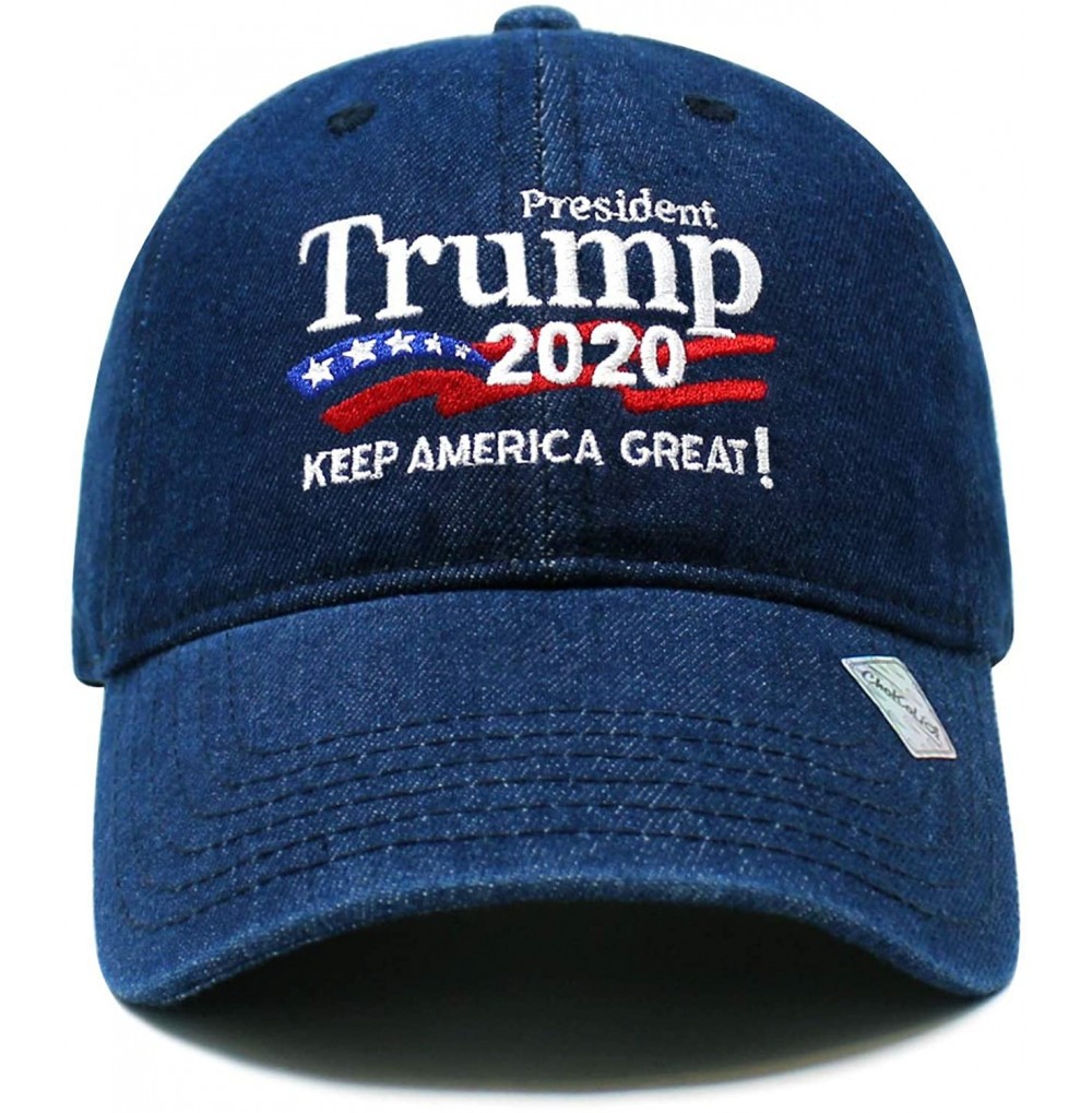 Baseball Caps Trump 2020 Keep America Great Campaign Embroidered US Hat Baseball Cotton Cap - Pc101 Dark Denim - CW18Q088M7O