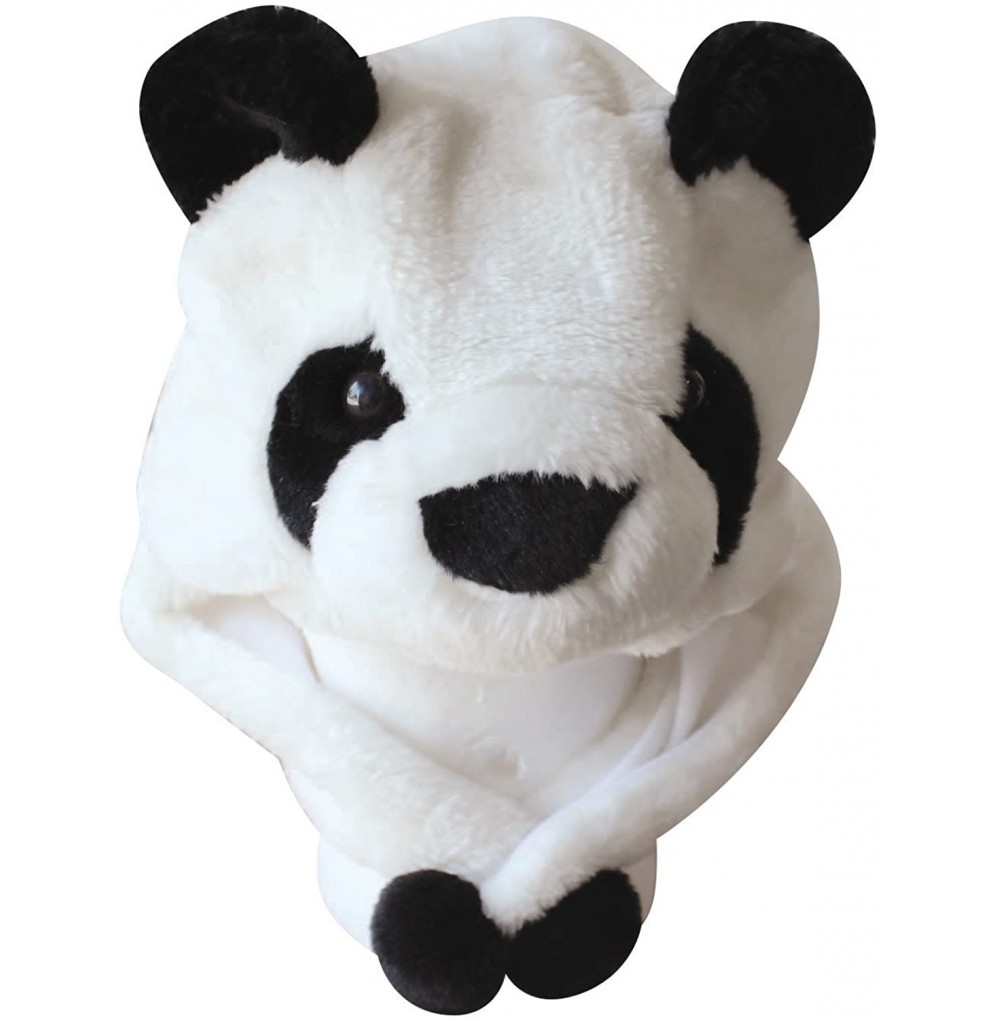 Skullies & Beanies Plush Faux Fur Animal Critter Hat Cap - Soft Warm Winter Headwear (Wolf) - Short Panda - CV11QQCYXND