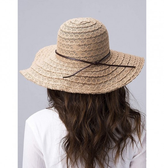 Sun Hats Womens Wide Brim Summer Beach Hat Cotton Packable Floppy Sun Hats for Women - Khaki - C918OX77ZNL