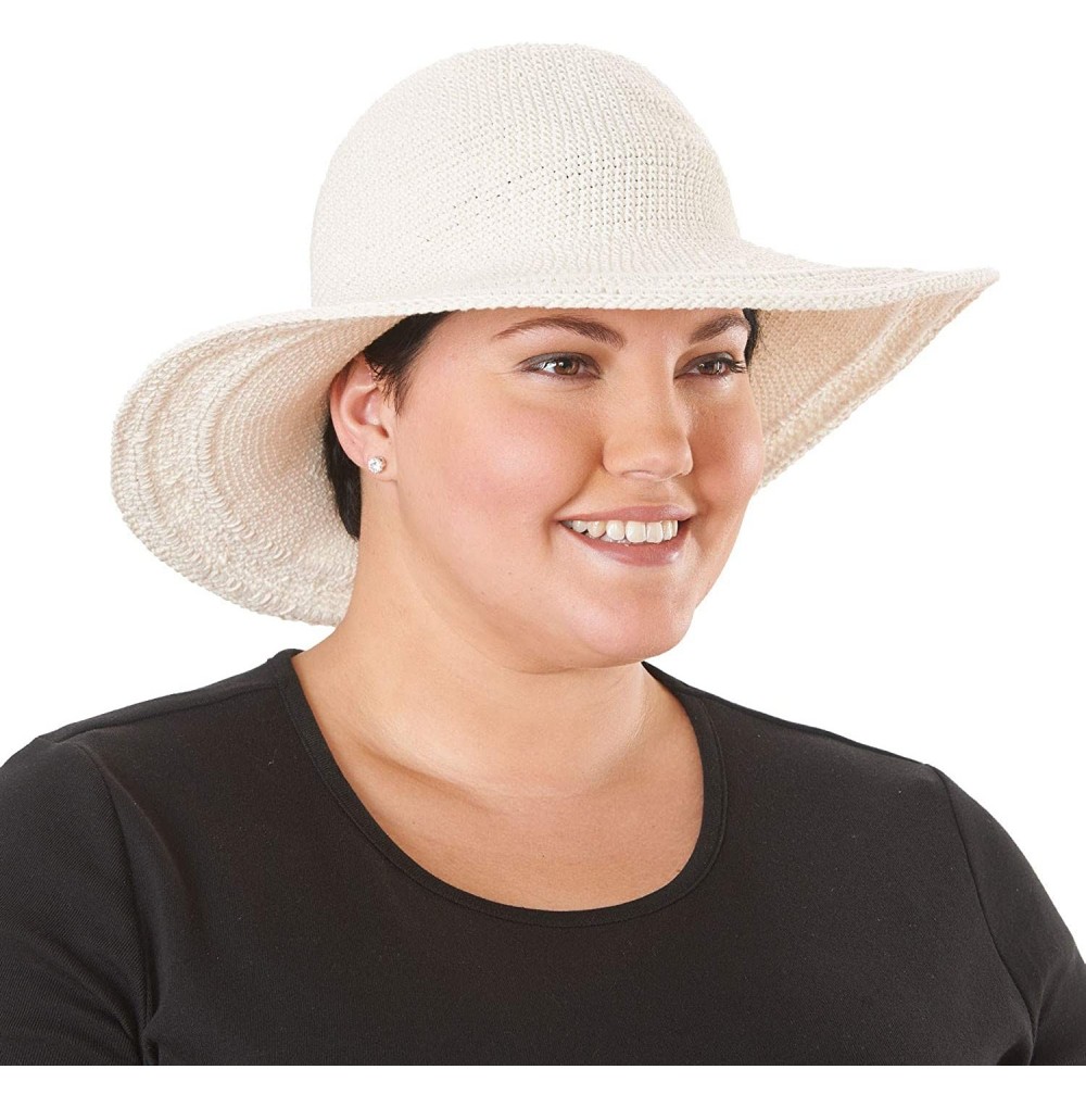 Sun Hats Women's Cotton Crochet 4 Inch Brim Floppy Hat - Natural - CB1171D9XFJ