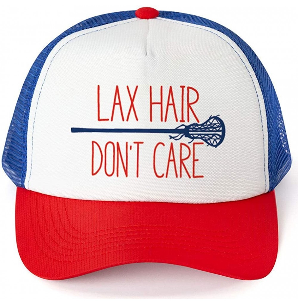 Baseball Caps Girls Lacrosse Trucker Hat - Lax Hair Don't Care - Multiple Colors - Royal-red - C312NZUNP8P