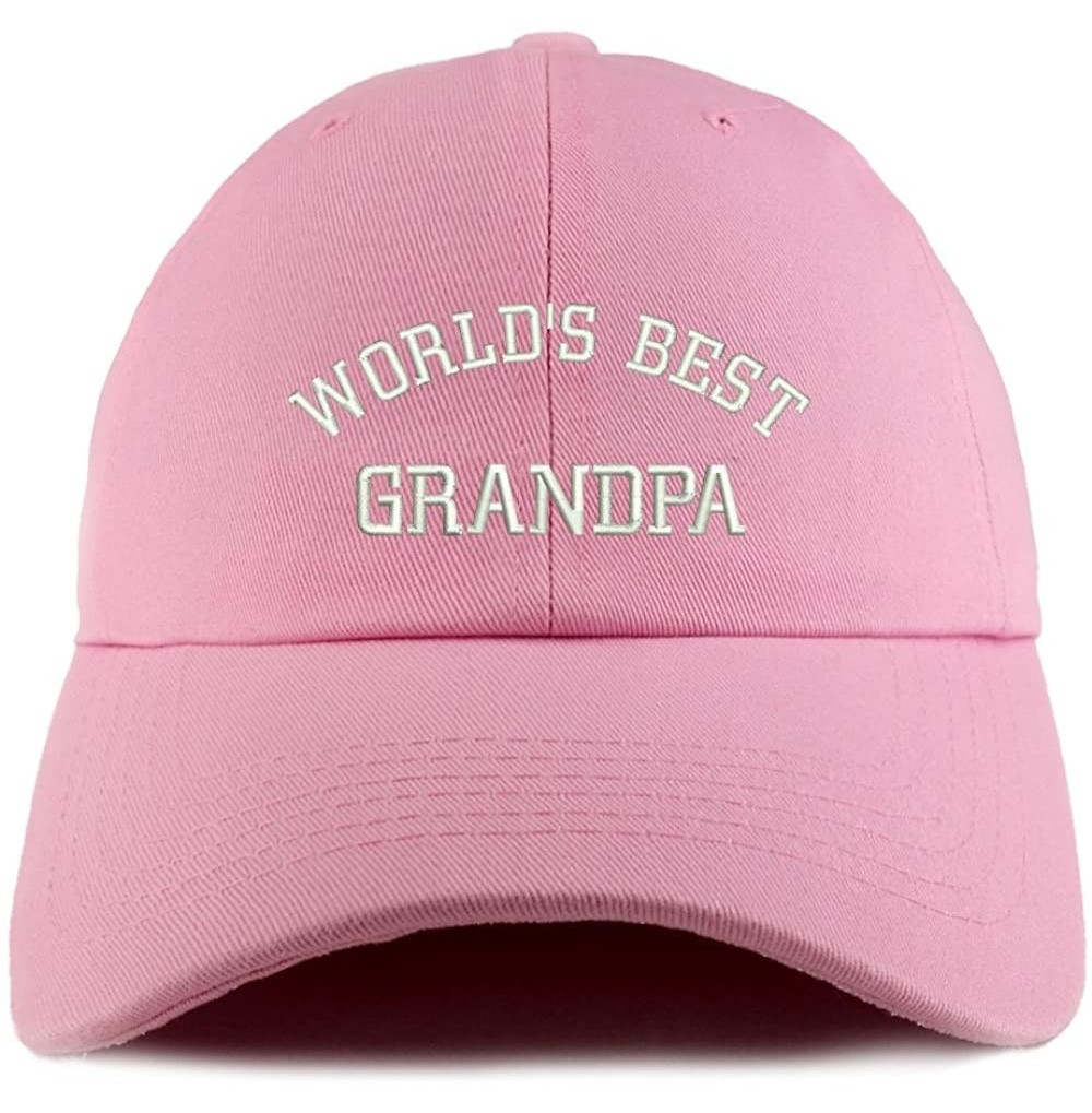 Baseball Caps World's Best Grandpa Embroidered Low Profile Soft Cotton Dad Hat Cap - Pink - C418D57IC5I
