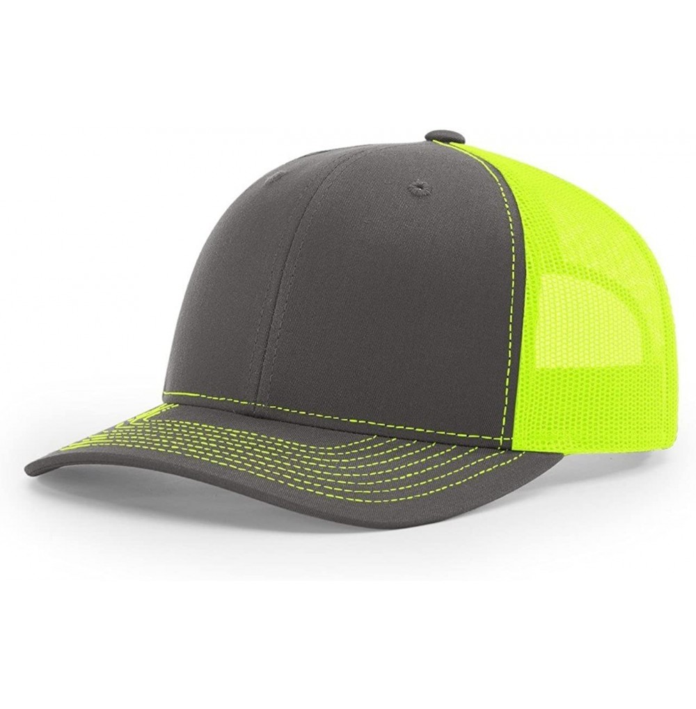 Baseball Caps Charcoal/Neon Yellow 112 Mesh Back Trucker Cap Snapback Hat w/THP No Sweat Headliner - CR185KI8ZLY