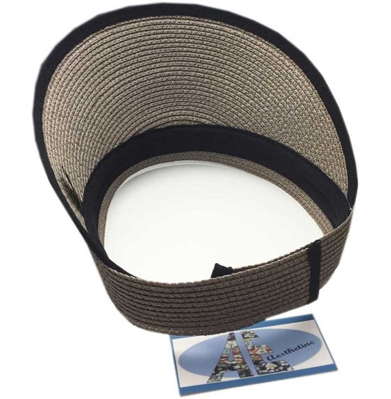 Sun Hats 100% Straw Sun Visor Hat Cap Sun Protection - Taupe - C512IDD6BFF