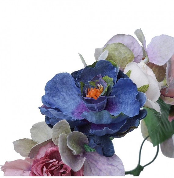 Headbands Flower Crown Bohemian Floral Headdress - Blue + Light Purple + Light Pink - CE18R3O6Q9T