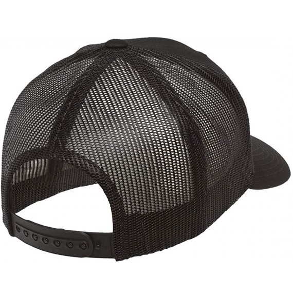 Baseball Caps Yupoong Retro Trucker Snapback Cap - Mesh Back- Adjustable Ballcap w/Hat Liner - Black - CS18H2IRN69