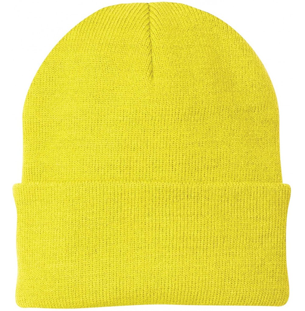 Skullies & Beanies Port & Company - Knit Cap - Neon Yellow - C018KA740SS
