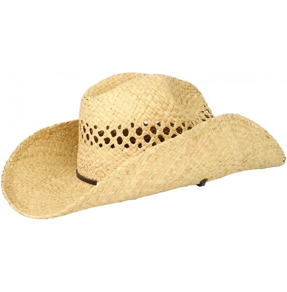 Cowboy Hats Women's Raffia Cowboy Hat - Natural - C1115EM351H