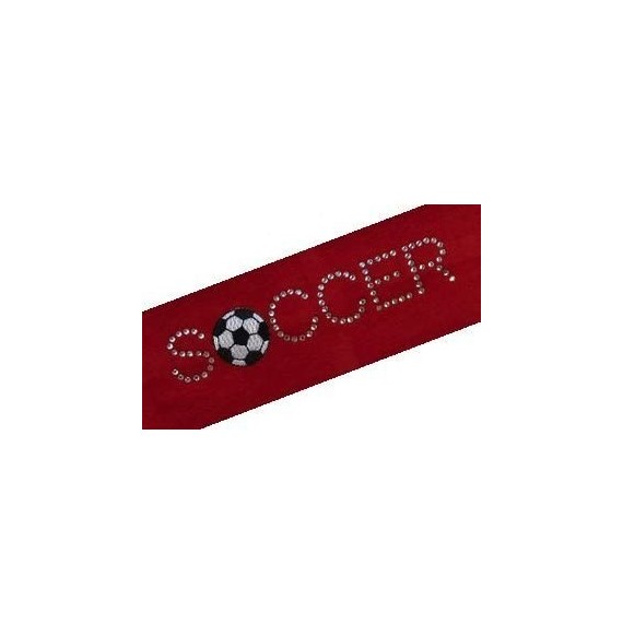 Headbands SOCCER BALL Rhinestone Cotton Stretch Headband for Girls- Teens and Adults Soccer Team Gifts - Red - CA11BHA0GWZ