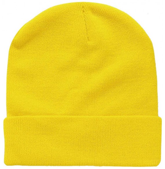 Skullies & Beanies Men Women Knitted Beanie Hat Ski Cap Plain Solid Color Warm Great for Winter - 1pc Gold - CI18ZGMS5MD