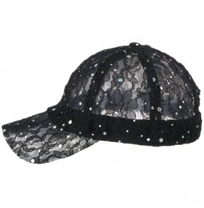 Baseball Caps Women's Lace Sequin Casual Bling UV Protection Vented Baseball Cap - Black - CW11UOTBIRD