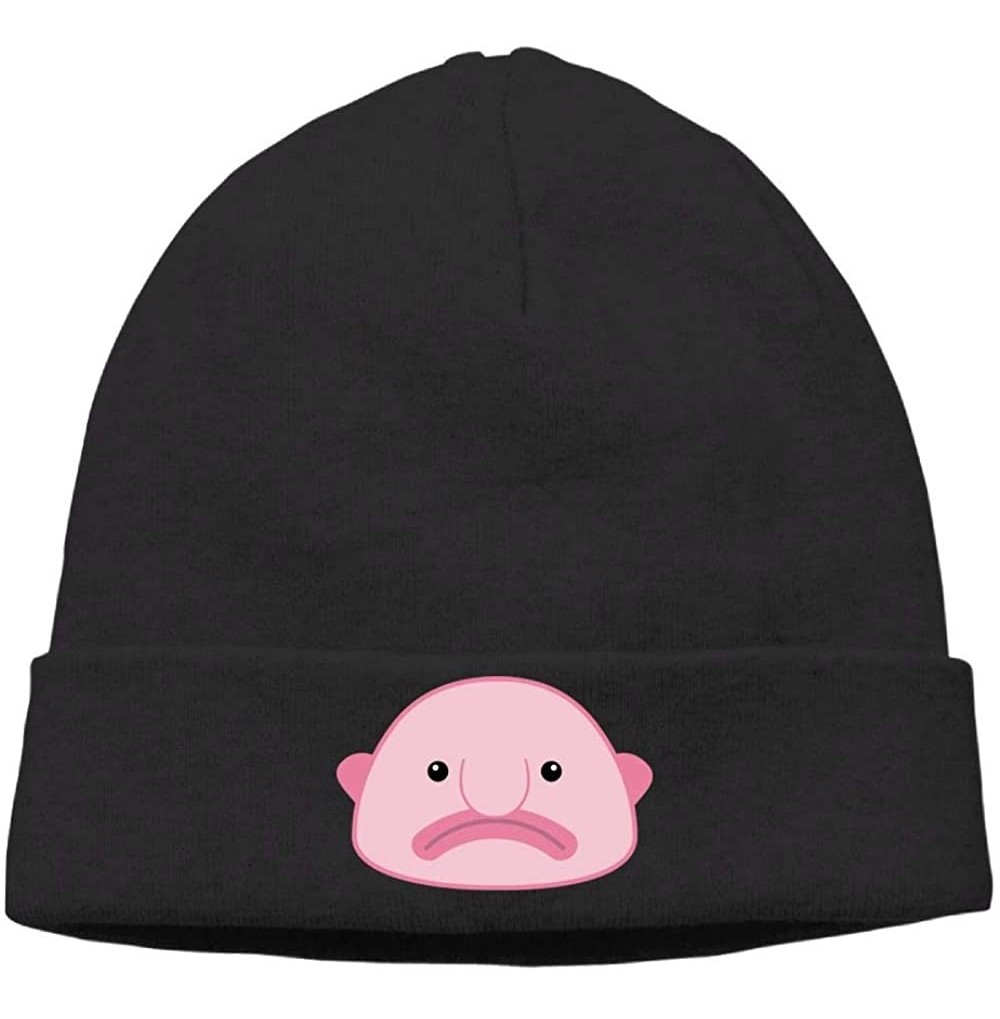 Skullies & Beanies Beanie Cuff Hats Wool Knit Cool Skull Cap Sad Pink Blobfish Unisex - Black - CN18I9Z8R74
