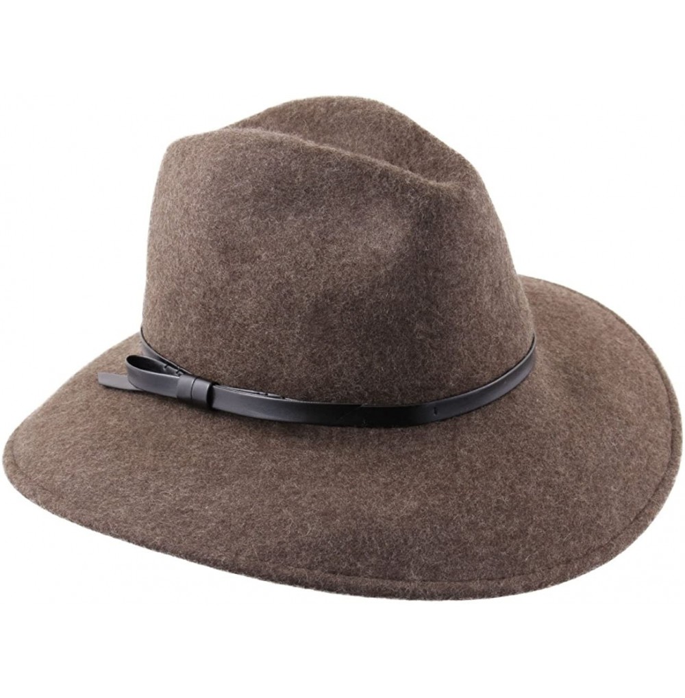 Fedoras Women's Lady Traveller Wool Felt Floppy Hat - Marron-chine - CI187NKEY69