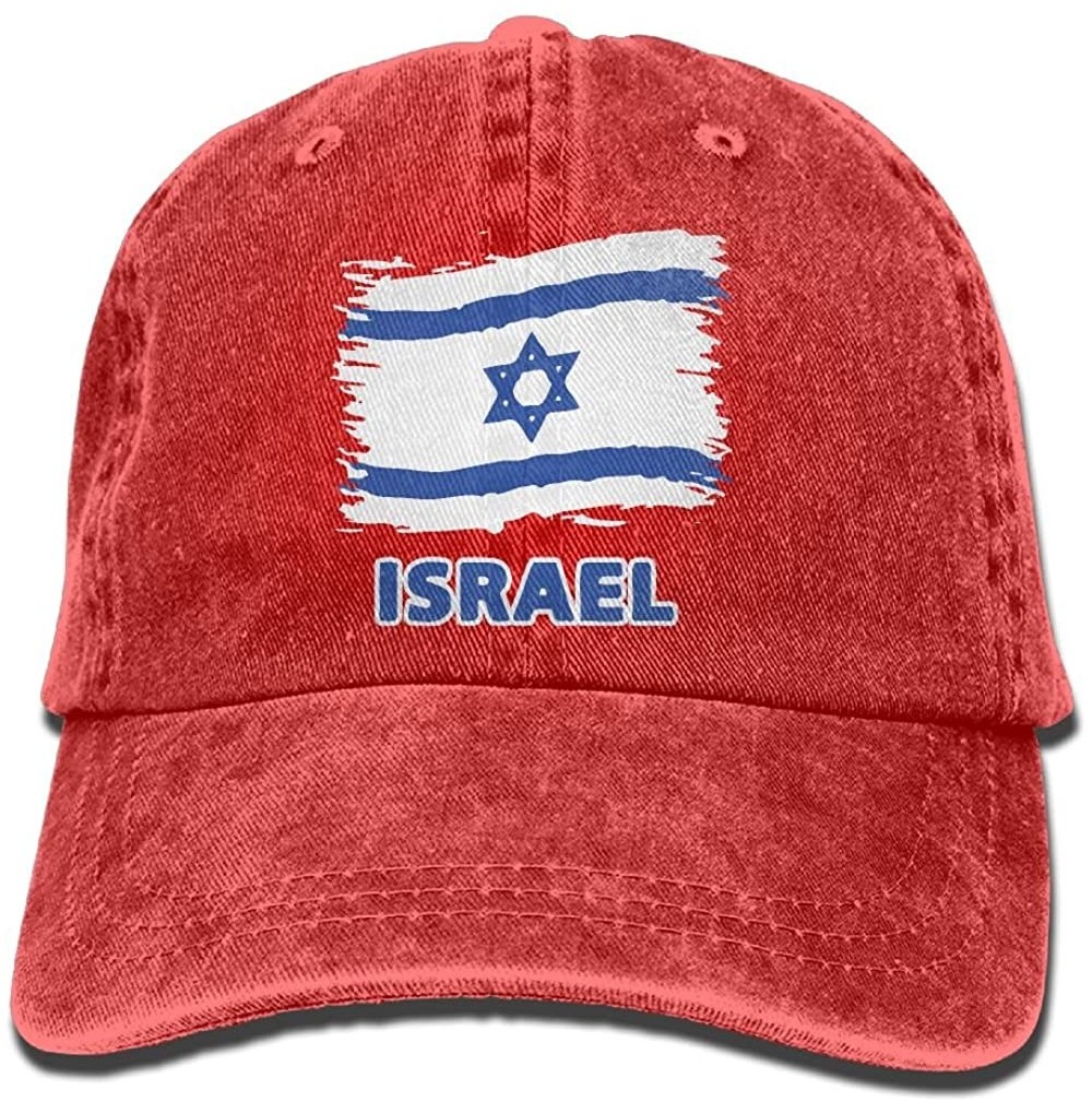 Baseball Caps Baseball Jeans Cap Israel Flag Men Women Snapback Casquettes Adjustable Dad Hat - Red - CT18E2HYL5M