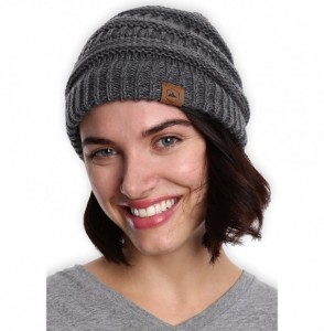 Skullies & Beanies Womens Cable Knit Beanie - Warm & Soft Stretch Winter Hats for Cold Weather - Gray - CD184AKGMGD
