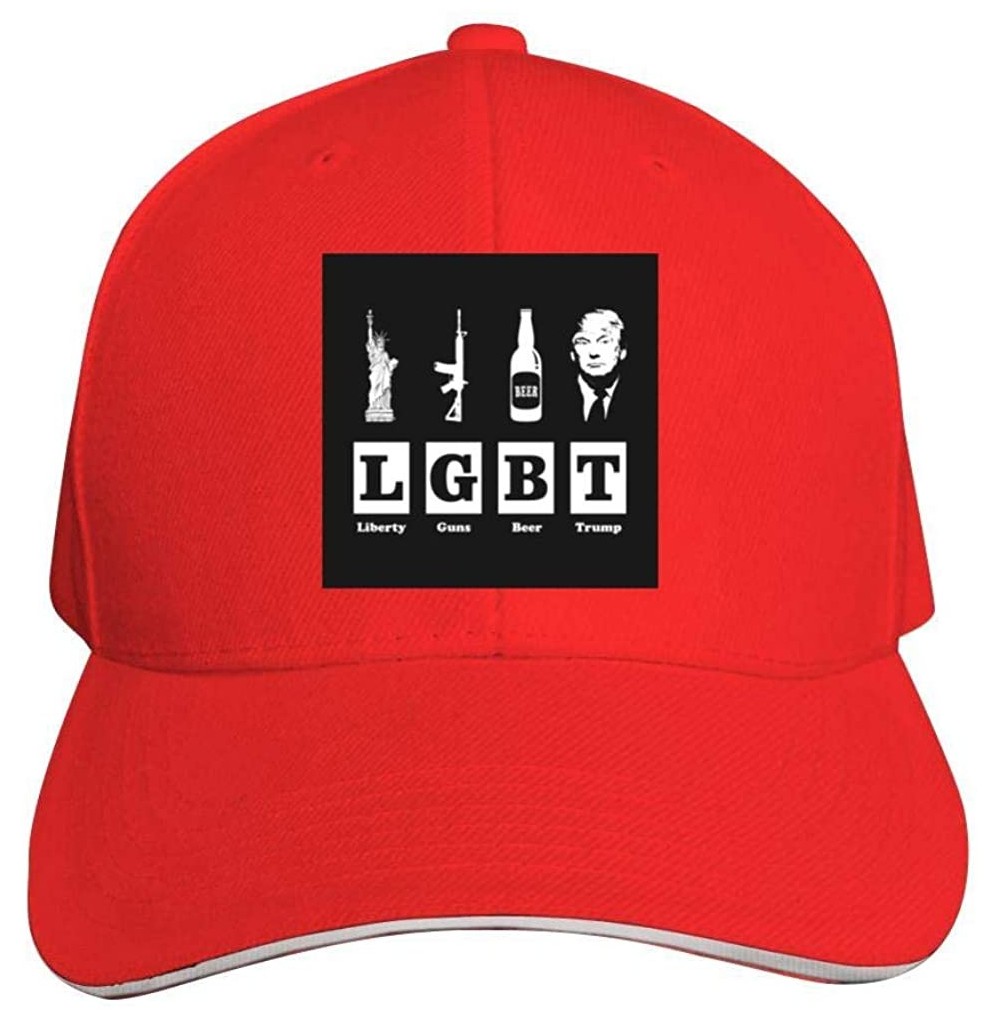 Baseball Caps Baseball Cap Liberty Guns Trump Beer Trump LGBT Pride Month LGBTQ 3D Printed Adjusted Peaked Cap - Red - CZ18UD...
