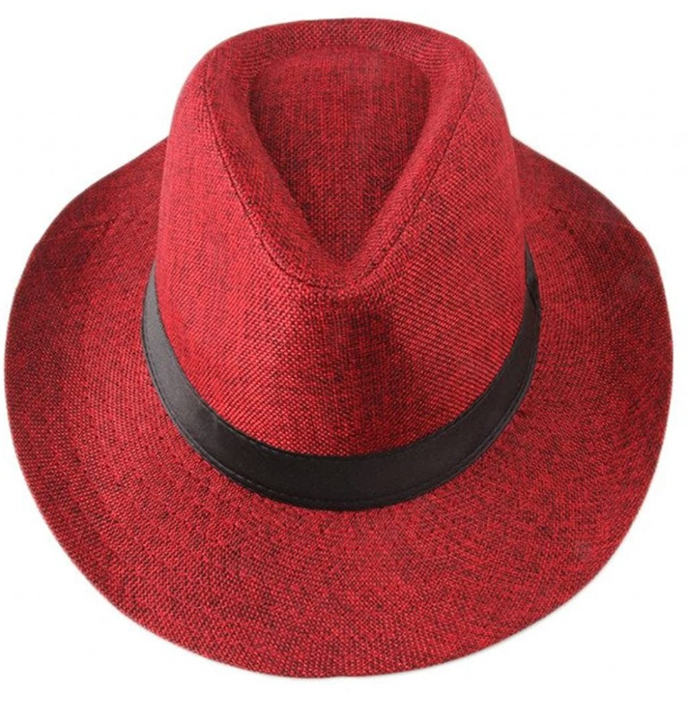 Cowboy Hats Men's Classic Cowboy Hats Trilby Fedoras - Red - CG11XTJEZH5