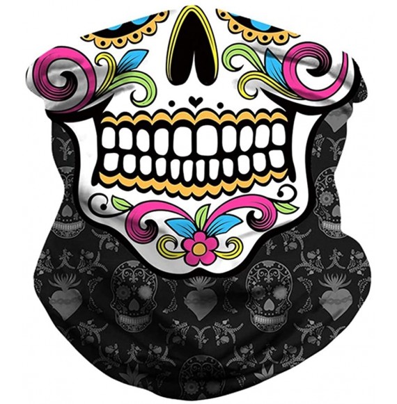 Balaclavas Bandana Face Mask Neck Gaiter- Dust Wind UV Protection Vivid 3D Mouth Cover for Women Men - Skull 1 - CJ197T05CEN