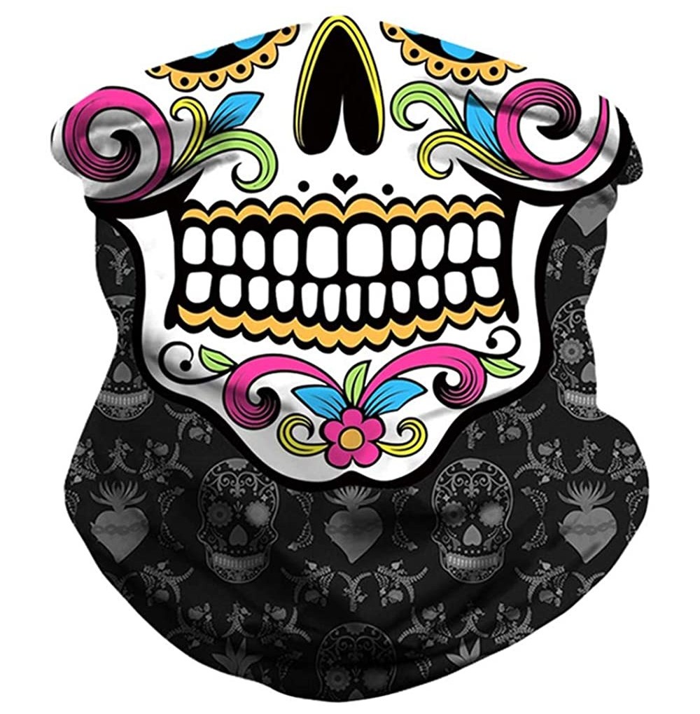 Balaclavas Bandana Face Mask Neck Gaiter- Dust Wind UV Protection Vivid 3D Mouth Cover for Women Men - Skull 1 - CJ197T05CEN