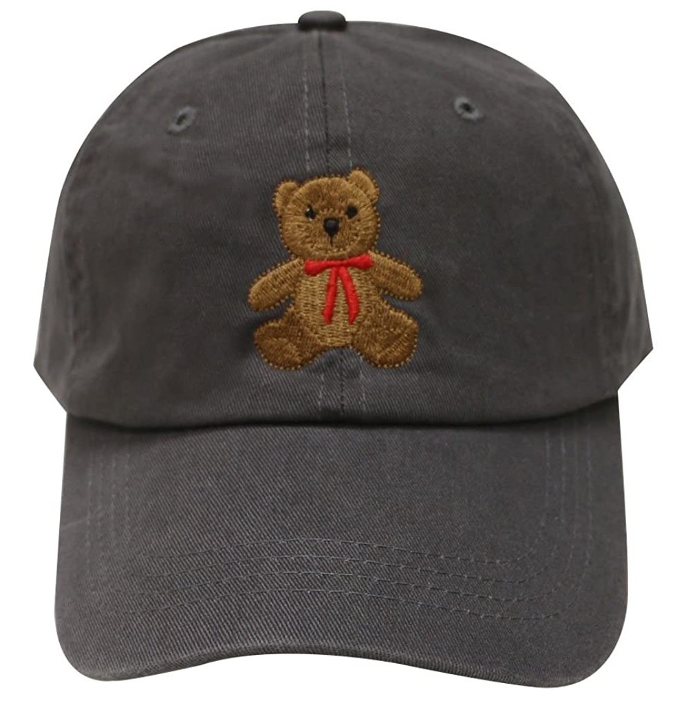 Baseball Caps Teddy Bear Cotton Baseball Cap - Charcoal - CP12LC6Z1AZ