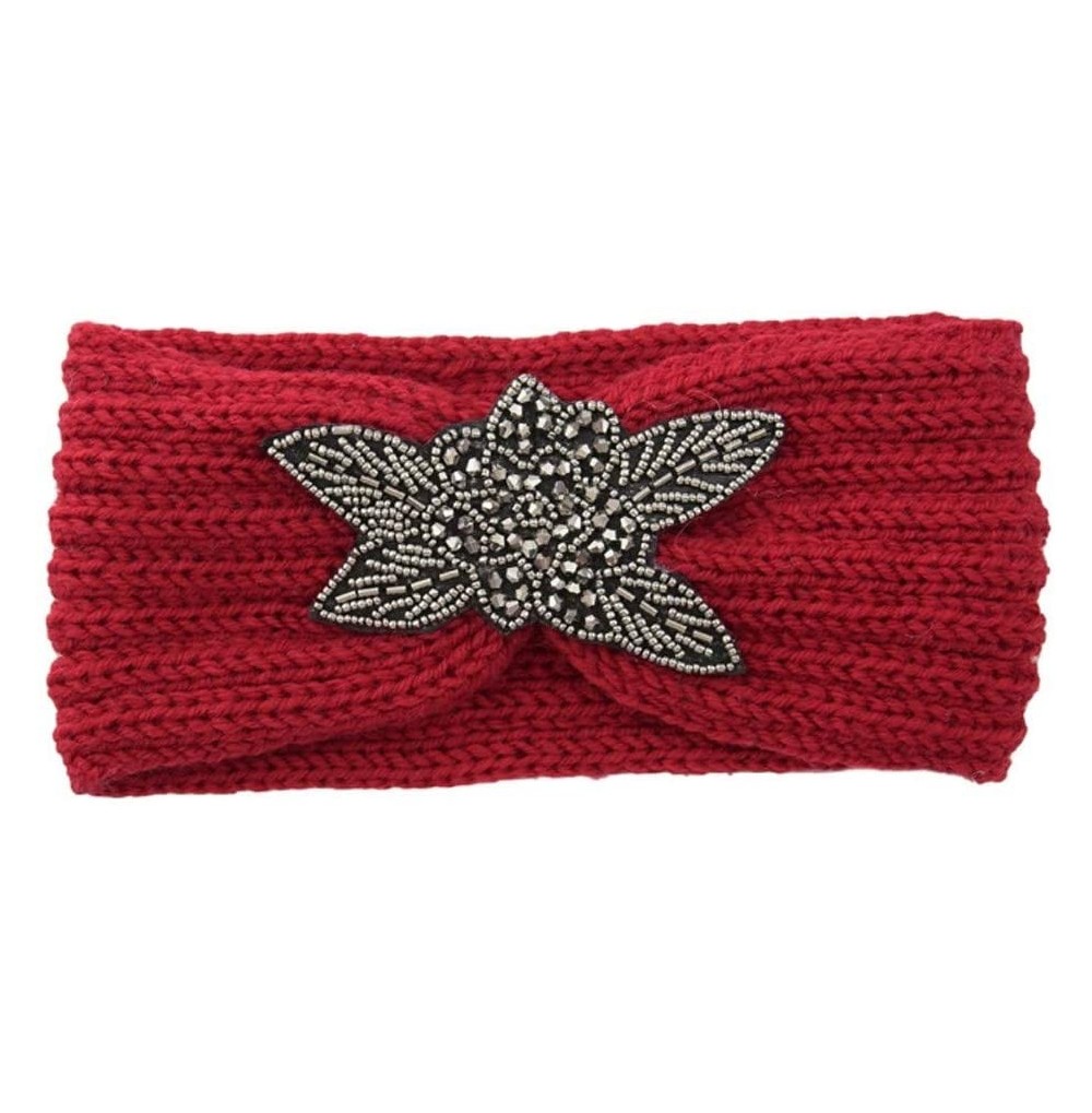 Cold Weather Headbands Chunky Headbands Warmers Crochet - Red - C9192H70W7I