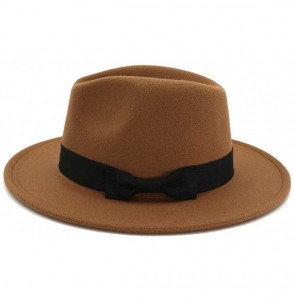 Fedoras Retro Kid Child Vintage 100% Wool Wide Brim Cap Fedora Panama Jazz Bowler Hat Black Ribbon Band (54cm/Adjust) - CF18Q...