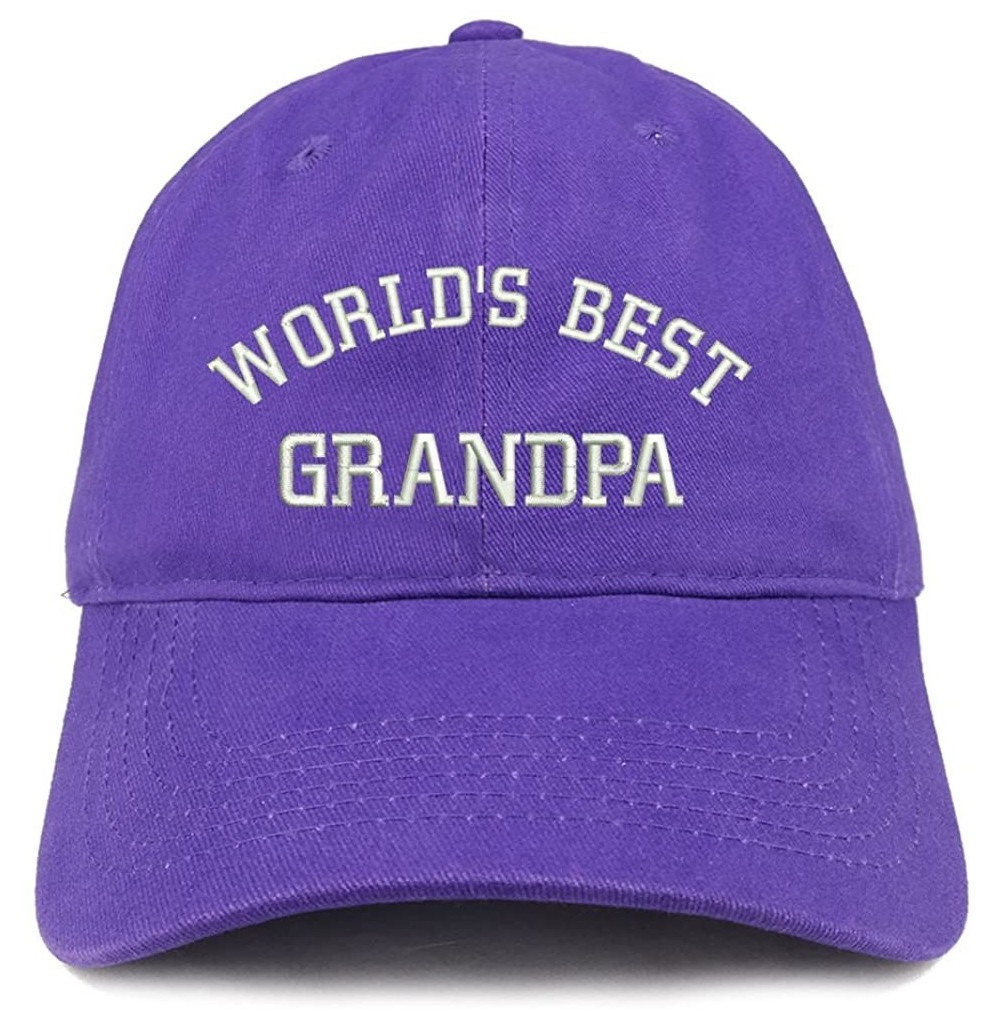Baseball Caps World's Best Grandpa Embroidered Brushed Cotton Cap - Purple - CM18CSC2579