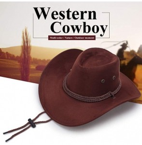 Cowboy Hats Westworld Cowboy Hat Faux Felt Outdoor Trip Wide Brim Hat Microsuede - Black - CS18G8O0UW2