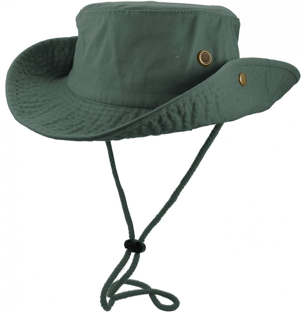 Sun Hats 100% Cotton Stone-Washed Safari Booney Sun Hats - Dark Green - CN18HZR5EHK