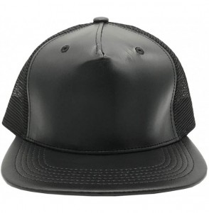 Baseball Caps Genuine Leather Trucker Hats Snapback Made in USA - Black - CJ11GL0RYD1