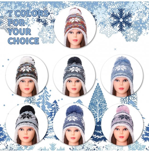 Skullies & Beanies Women Girl Winter Hats Knit Soft Warm Earflap Hood Cozy Large Snowflake Beanie - Gray - CN186HG2IIO