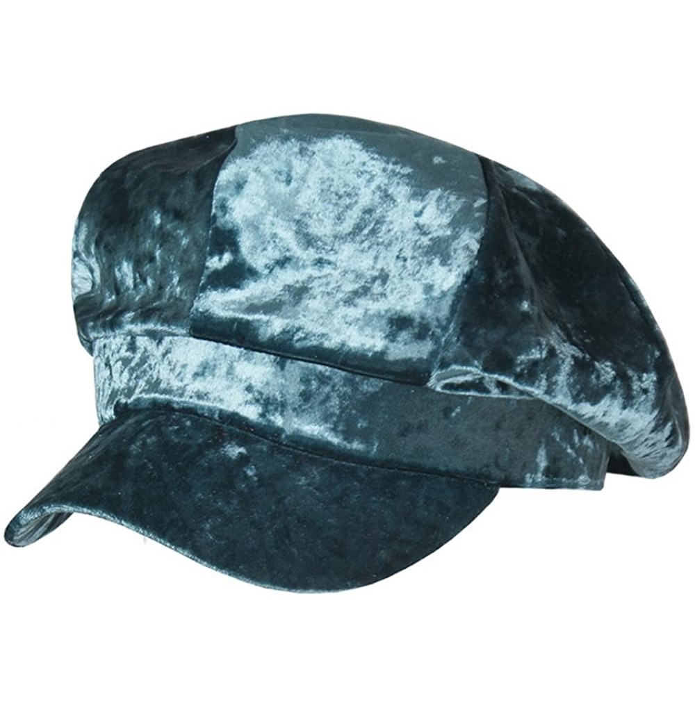 Newsboy Caps Women Newsboy Hat Velvet Visor Beret Cap 8 Panel - Cristal Green - CZ1888O3XZ6