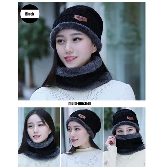 Bucket Hats Womens Slouchy Beanie Winter Hat Knit Warm Snow Ski Skull Outdoor Cap - _Beanie+ Scarf+ Gloves (Black) - CG1805YUCQZ