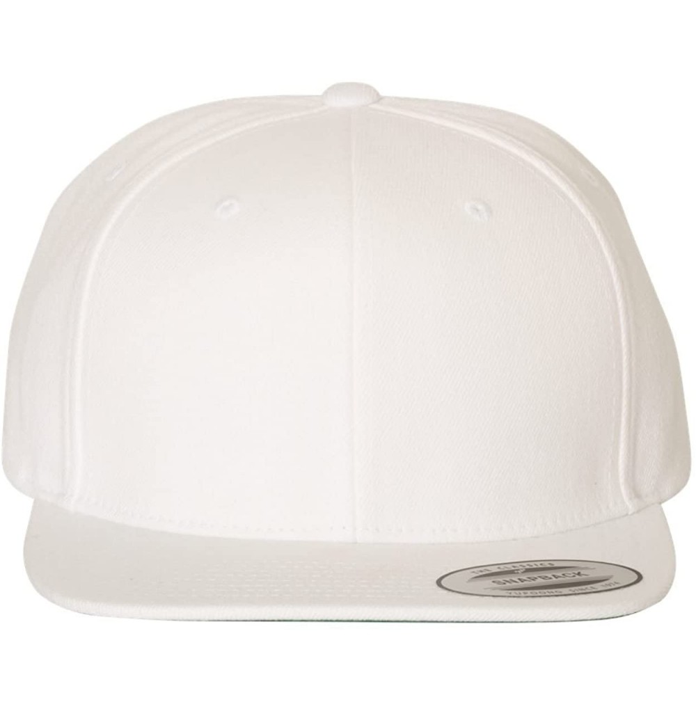 Baseball Caps 6-Panel Structured Flat Visor Classic Snapback (6089) - White - CG186IR7IG0