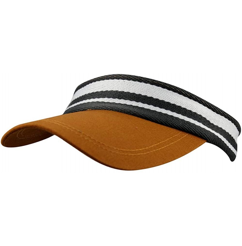 Baseball Caps Summer Outdoor Sports Beathable Long Brim Empty Top Baseball Sun Cap Hat Visor - Striped Khkai - CI18S9TX5MK