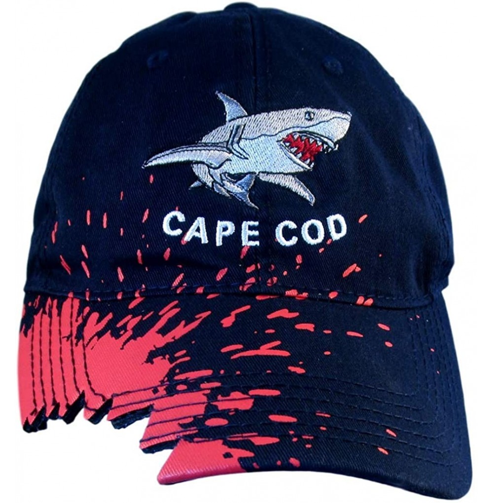 Baseball Caps Cape Cod Great White Shark Bite Baseball Hat - Dark Blue Shark Bite - C518TOR943X