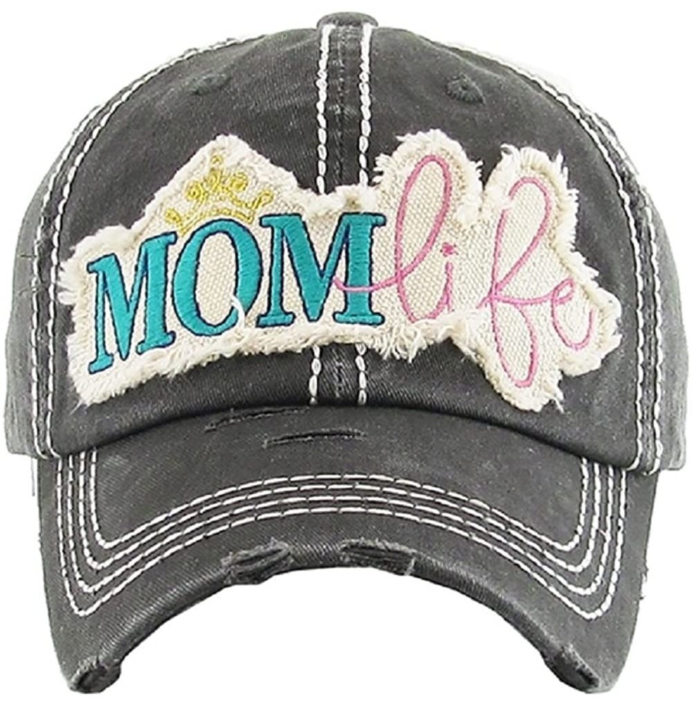 Baseball Caps JP Adjustable Mom Life Princess Crown Vintage Distressed Womens Ladies Hat Cap - Black - CB195KTTERN